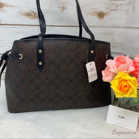 Coach signature pvc drawstring carryall tote brown - Picture 5 of 7